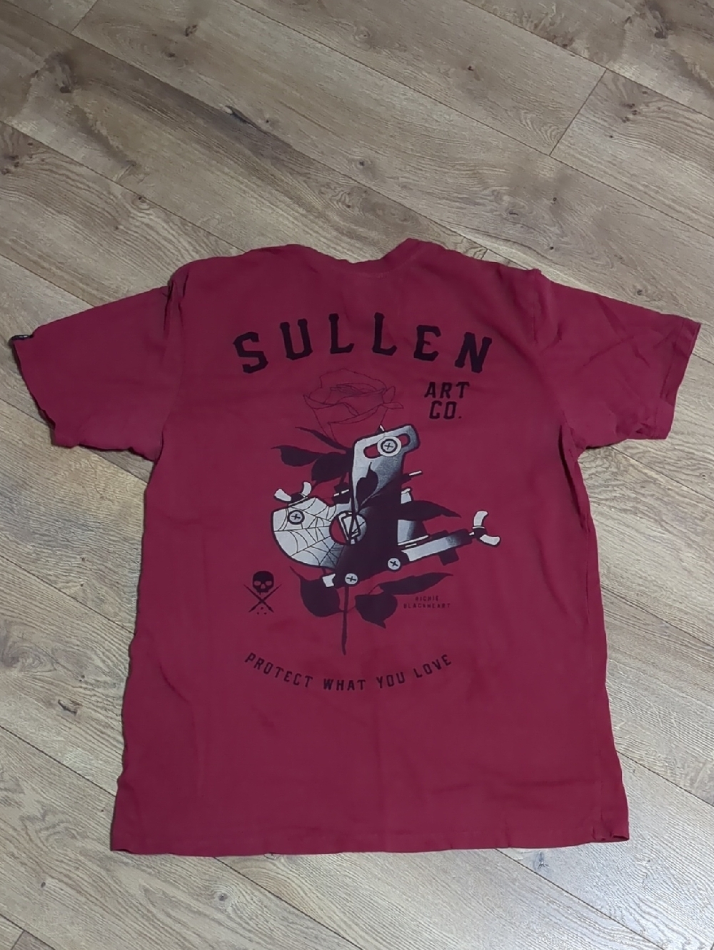 Sullen Art Collective sleeve Shirt Red Richie blackheart rose graphic Men's Sz L